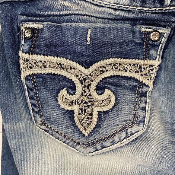 Rock Revival Womens Adele Boot Jeans Size 26 Blue Stretch Pocket Details *flaw* - Picture 5 of 16